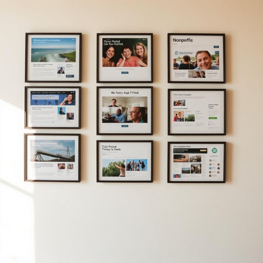 Curated grid of nonprofit website screenshots.