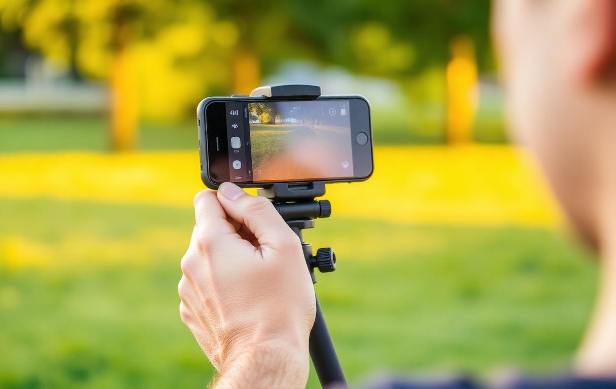 Person filming a video with a cell phone.